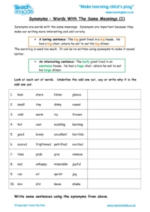 Worksheets for kids - synonyms-words-with-same-meanings-1